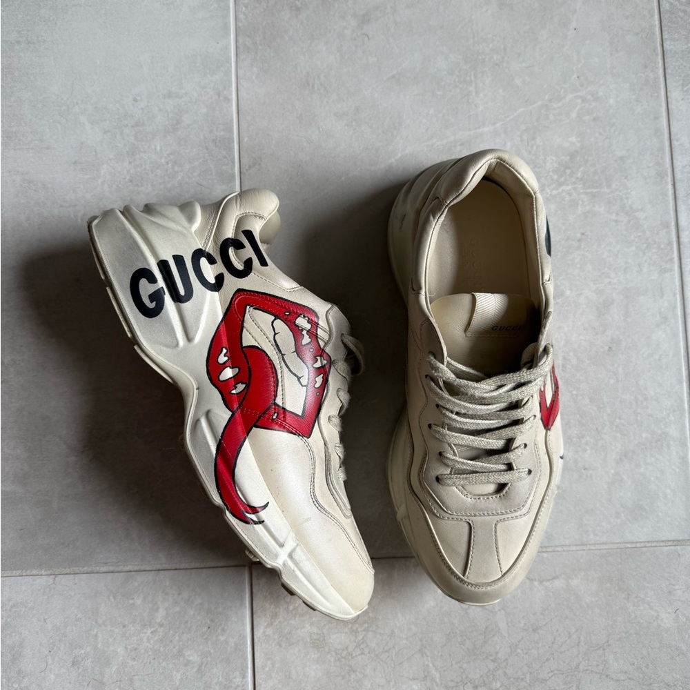 Gucci Rhyton Sneakers with Red Snake Motif